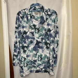 Chicos Floral Cowl Neck longsleeve Top. Chicos 2